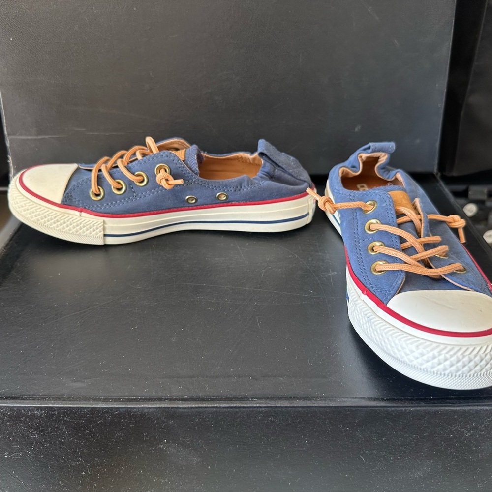 Converse Blue, White & Red slip on Chucks boat shoes